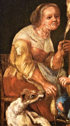 Scène d'intérieur avec des mendiants - École flamande du XVIIe - Romano Ischia
